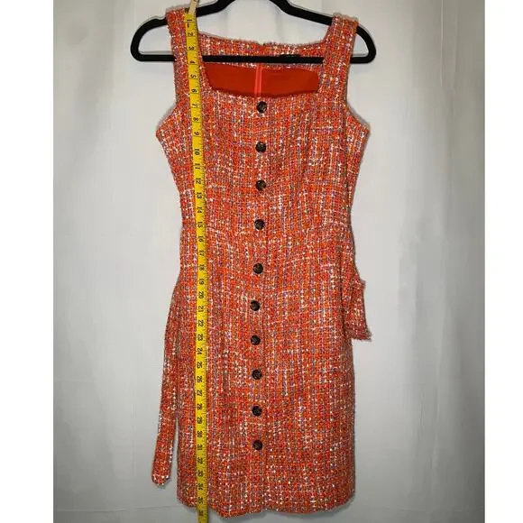Ann Taylor - Orange Tweed Tank Dress - Size 2 Petite - Picture 5 of 10